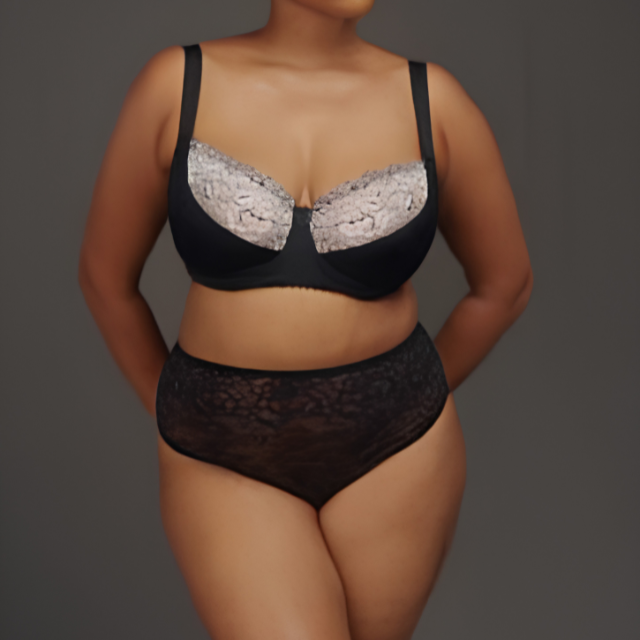 Anike lace bra and brief set in black and white