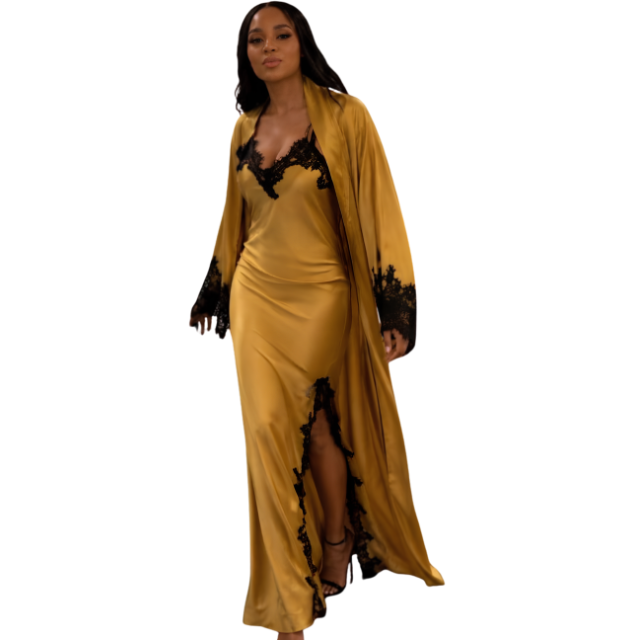 Lace Sleev Robe & Matching Dress